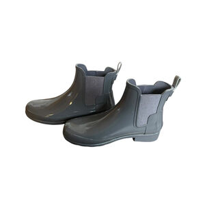 Hunter Womens Chelsea Refind Rainboots Gray Gloss Slim Fit Rubber Sz 6